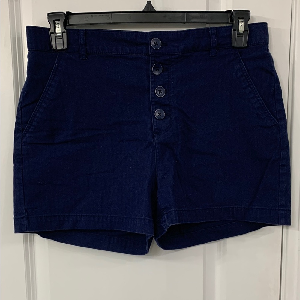 Women's Navy Button-Up Shorts